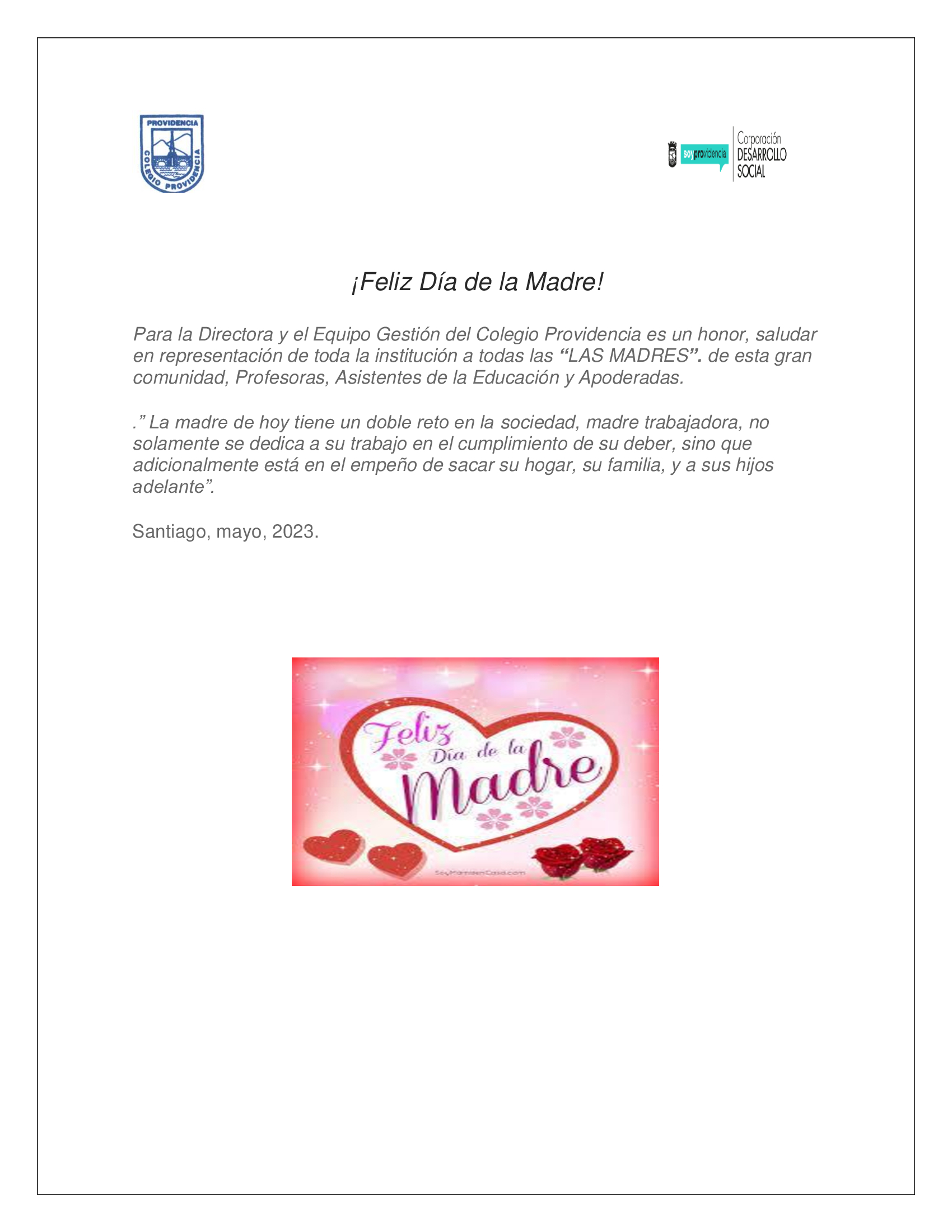 Saludo a las madres