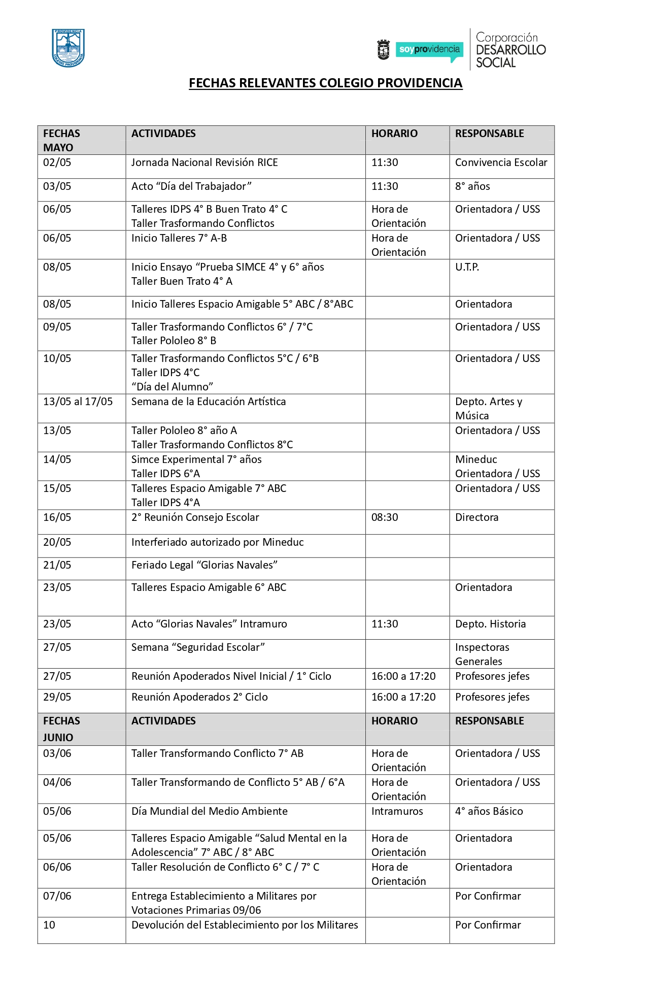 Fechas Relevantes Colegio Providencia 2024 page 0001