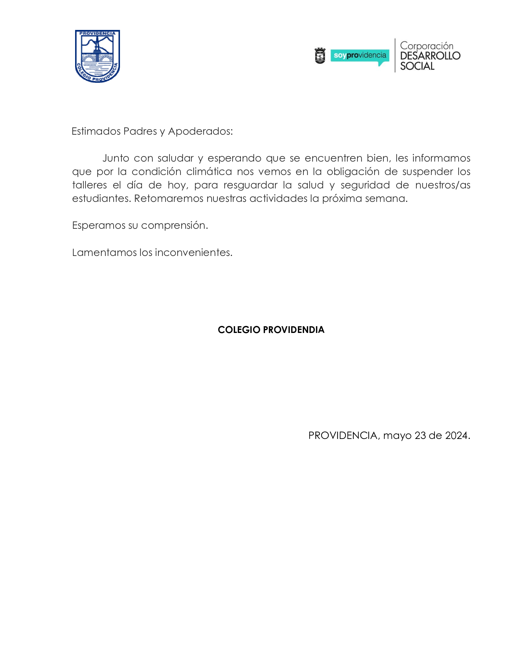 suspencion de talleres