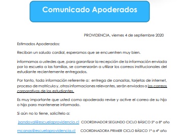 Comunicado apoderados