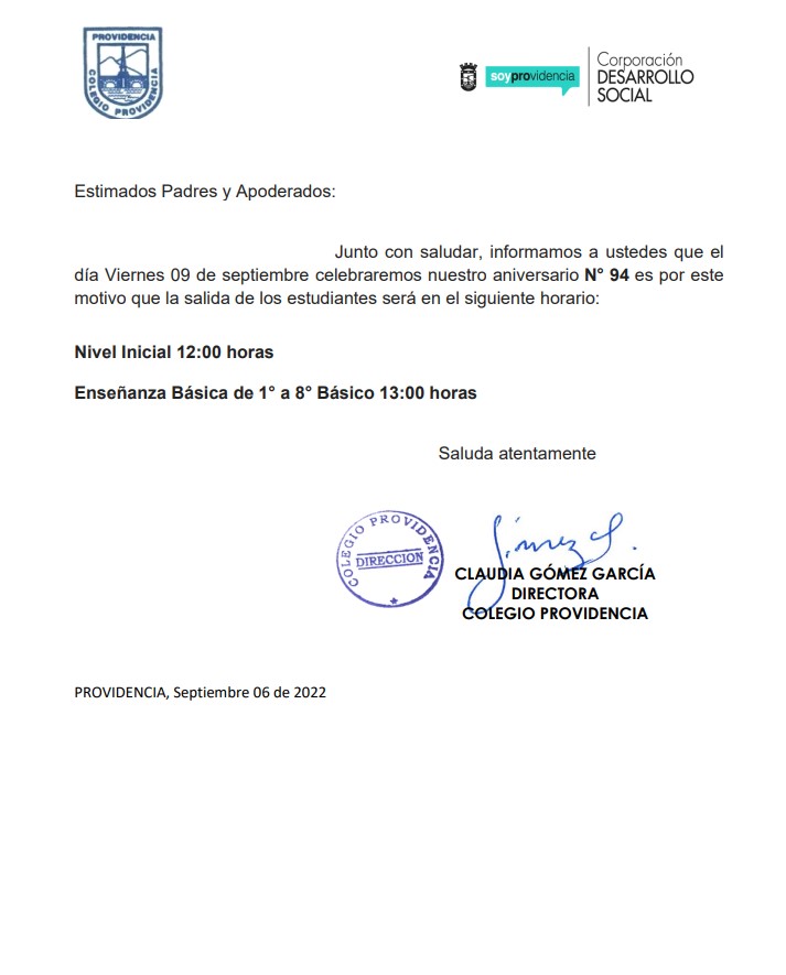 HORARIO SALIDA 9 9